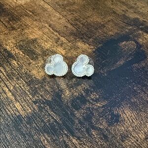 Disney x Baublebar Elegant Silver and White Stud Mickey Earrings